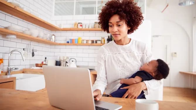 mother checking her emails